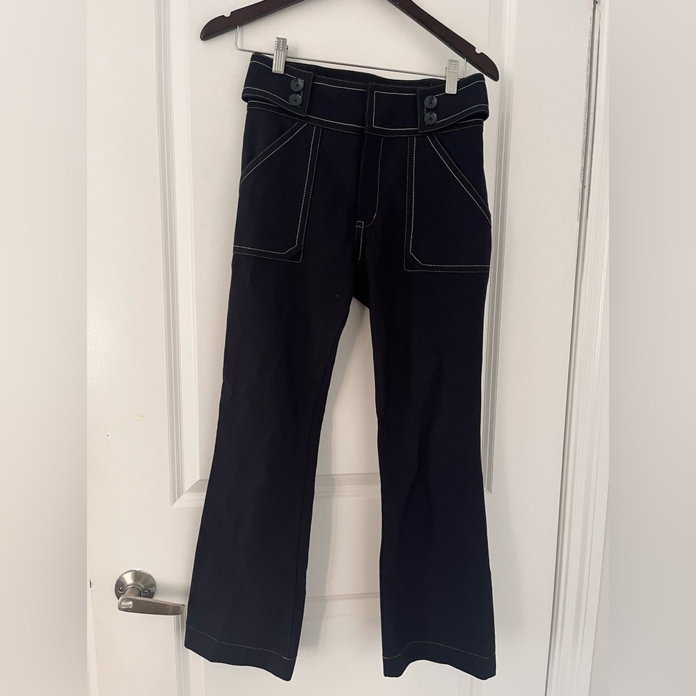 Derek Lam 10 Crosby Flared White Trim High-Waisted Pants - Size 2